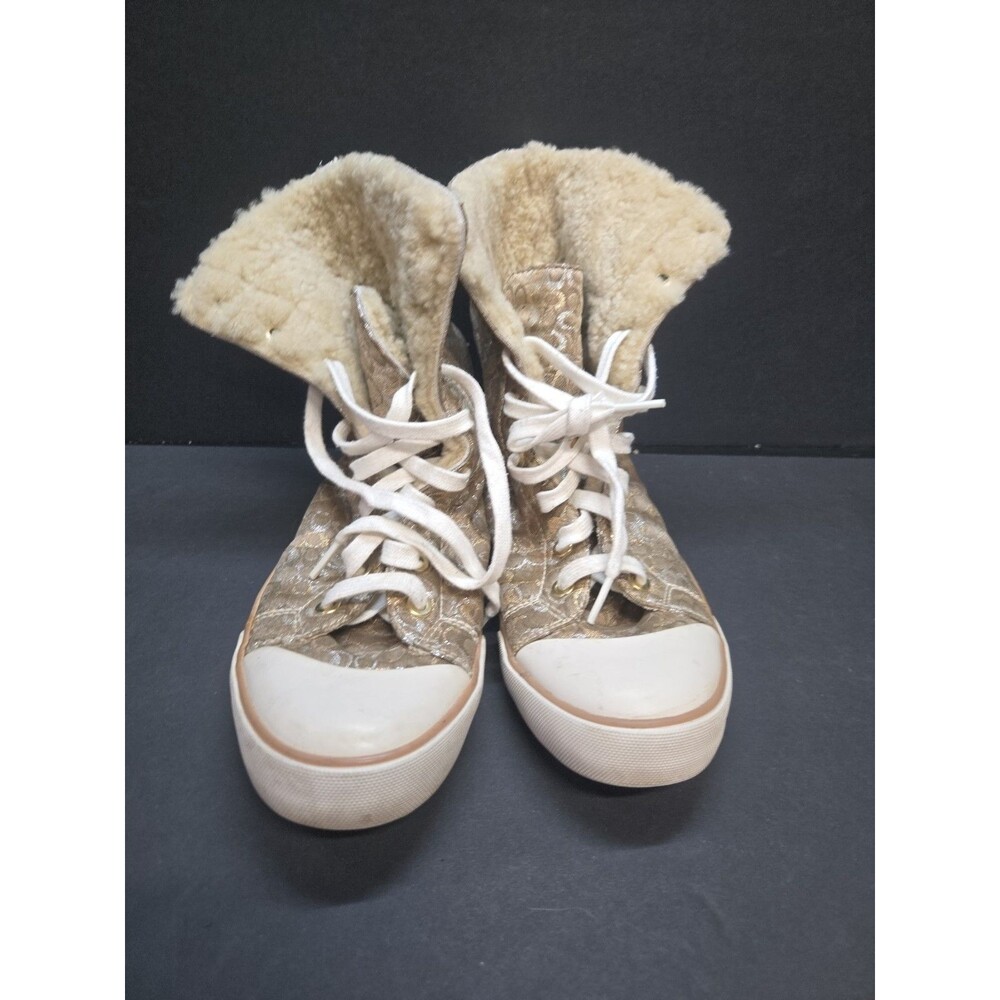 Coach Bonney Shearling Lined High-Top Lace Up Fashion Sneaker Shoes Size 8.5B